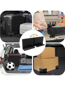 2pcs Adjustable Angle Multi-Function Car Trunk Organizer Boxes, Trunk Divider, Heavy Duty Foldable Universal Cargo Storage Containers For SUV Sedan, No Drilling Installation, Waterproof Durable Car Accessories For Road Trip Travel Camping - Multicolor - View 3