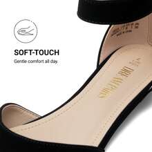 Women Wedge Flats Pointed Toe Ankle Strap Dress Flats Comfortable Elegant Casual Commute Wedding Ballet Flats Shoes - màu đen - Xem 6