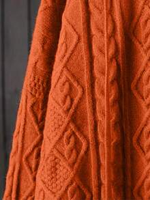 Plus Size Hooded Long Sleeve Sweater, Autumn/Winter - Orange - View 4