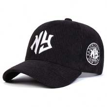 1 pieza Gorra de béisbol de mujer con bordado de letra NY en pana, sombrero casual de moda callejera para primavera/otoño, exterior, viaje, playa - multicolor - Ver 5