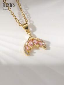 Hihho 1pc Delicate Mermaid Tail Pendant Necklace, Suitable For Daily Sweet Outfit, Sunny Beach, Street Stroll, Fashion , Gift For Girlfriend Or Best Friend - Yellow Gold - View 13
