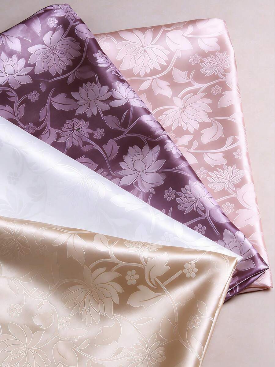 1 tấm vải satin jacquard họa tiết hoa sen, vải may váy thủ công. - Nhiều màu - Xem 1