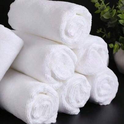 10pcs Reusable Microfiber Cleaning Cloths, Lint-Free White Towels For Kitchen, Car Detailing, And Bathroom Cleaning, Super Absorbent