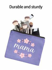 Mother's Day Themed Makeup Bag,Floral Design With "Mama" Text, Mother's Gift,Female Travel Cosmetic Bag Toiletries, Diy Storage Bag,Portable Foldable Storage Bag, Suitable For Personal Travel Cosmetics Storage, Travel Small Bag Wash Bag,Travel Cosmetic Tools, Birthday Gift, Travel Essentials And Dormitory Essentials To Meet Daily Travel Needs,Ideal Gift For Her, Mother's Day Gift, Graduation Gifts, Travel Gift, Easter Gifts - Multicolor - View 8