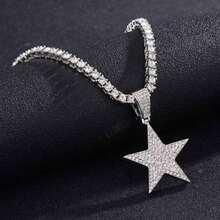 For Women Men Punk Hip Hop Style Rock Party Full Rhinestone Gorgeous Star Charm Necklace Alloy Material For Party - Multicolor - View 4