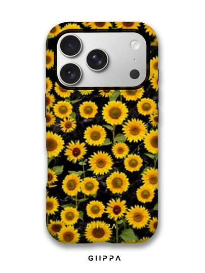 GIIPPA 1个黑色背景向日葵图案手机壳，适用于 17 Pro Max、16 Pro Max、15 Pro Max、14 Pro Max，韩版时尚趣味手机壳，兼容 11/12/13/14/15/28 Pro Max Plus，优雅设计男女皆宜，是圣诞节、情人节、复活节、婚礼季和生日送给女友的理想礼物。