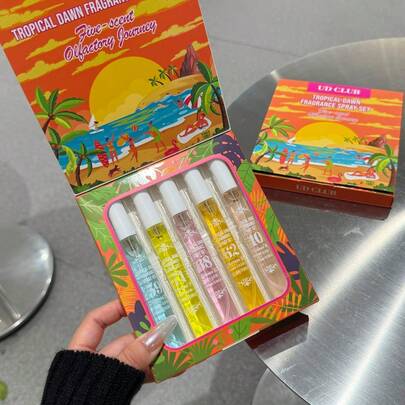 5 Bottles, 50ml Brazil Series Air Freshener, Gift Box Packaging, Limited Edition Indoor & Outdoor Air Freshener, Multi-Layer Fragrance, Long-Lasting Aroma, Elegant Blend Of Vanilla, Coconut, Floral Fruit, Citrus, Woody And Marine Scents, Suitable For Dates, Parties, Gatherings, Travel, Vacation, Home, Hotel, Office And More, An Ideal Gift For Family And Friends