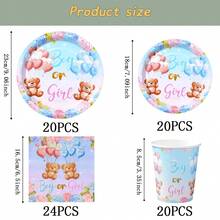 Bộ đồ dùng ăn uống dùng một lần hình gấu bông, không phân biệt giới tính, đĩa tiệc 7/9 inch, đĩa giấy dùng một lần, cốc, khăn ăn, thích hợp cho các dịp lễ, đám cưới, lễ đính hôn, sinh nhật, tiệc tùng, lễ kỷ niệm. - Nhiều màu - Xem 6