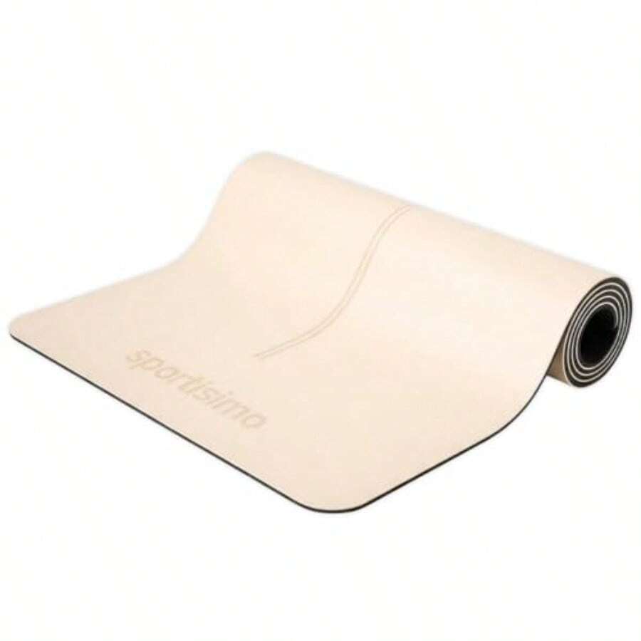 Tapete de Yoga Pro Mat 5 mm - 183 x 68 cm - Antideslizante en PU y caucho de alta densidad - Soporte y amortiguación para yoga pilates y entrenamiento en casa - Beis - Ver 1