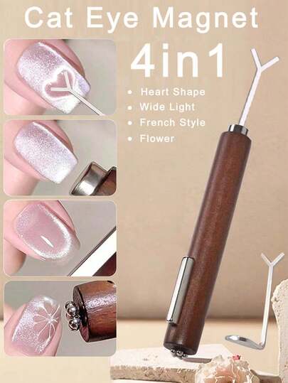 1个/2个四合一强力猫眼凝胶美甲磁铁，多功能UV凝胶指甲油花朵美甲工具磁性棒，适用于家庭美甲沙龙DIY，美甲用品，美甲工具，美甲工具，返校季，指甲护理，美甲工具，美甲贴纸工具，美甲修脚工具