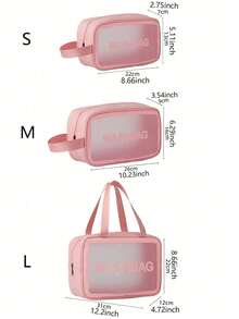 1pc Pink Transparent PVC Waterproof Toiletry Bag, Large Capacity Portable Travel Organizer - Pink - View 8