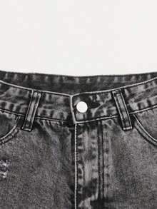 Denim Shorts, Minimalist & Fashionable, Suitable For Summer Shorts For Women Jeans - 深灰色 - 查看 6