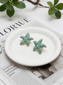 1 Pair Women's Fashionable And Fresh Ocean-Themed Star-Shaped Earrings. Ideal For A Fresh, Vacation, Or Girly Look. Perfect For Summer And Beach Vacations. Easter Gift. Mother's Day Gift. - Starfish - View 3