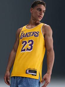 洛杉矶湖人队 Icon Edition Nike Dri-FIT NBA 男款摇摆人球衣 - 黃色 - 查看 2