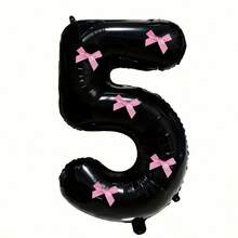 Bộ 7 bóng bay số màu đen kèm nơ hồng - từ 0-9, trang trí tiệc DIY cho sinh nhật, đám cưới, kỷ niệm, Giáng sinh, Năm mới; bơm khí heli, dễ lắp đặt, bền, dùng được trong nhà/ngoài trời, thích hợp trang trí tường và làm phông nền chụp ảnh. - Xem 3