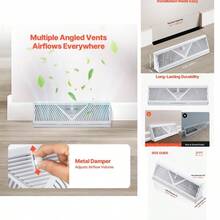 15-Inch Floor Registers, 10-Pack Baseboard Registers, HVAC Heavy-Duty Walkable Iron Floor Vents, Rustproof Anti-Peeling Vents Deflector Adjustable With Metal Damper Home Office, White - 6/White/15 Inch - View 1