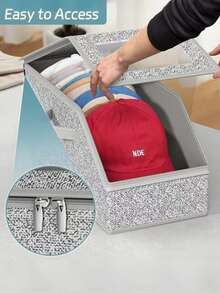 Space-Saving Hat Storage Box With Large Window And Reinforced Side Handles, Transparent Front Panel For Easy Access, Foldable Storage Box Suitable For Hat Collectors And Students, Dust-Proof Multi-Purpose Storage Bag Can Be Placed On Bedside Table, Wardrobe Bottom, And Shelves, Applicable For Bedroom, Bathroom And Household Essentials - Multicolor - View 7