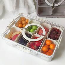 1pc Sealed Spice Storage Box, 2/4/8 Compartment Portable Plastic Spice Organizer, Airtight Kitchen Seasoning Container - Creamy White - View 3