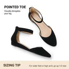 Women Wedge Flats Pointed Toe Ankle Strap Dress Flats Comfortable Elegant Casual Commute Wedding Ballet Flats Shoes - màu đen - Xem 7