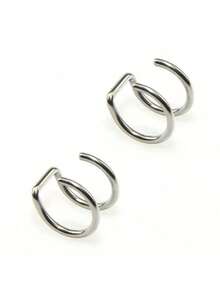1 Pair No Piercing Fake Earrings, Star Design, Anti-Fading, Stainless Steel Material That Won't Slip, Punk Style - Multicolor - View 8