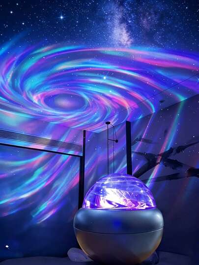 1pc Star/Water Wave/Aurora Projector, Remote Control Multi-Lighting Effect Projector, Type-C Powered, Creates Vortex/Wave/Aurora Lighting Effects, Decorative Aesthetics, LED Color Changing Lamp, Suitable For Home Decor, Birthday/Christmas Gift, Bedroom/Living Room/Home Theater