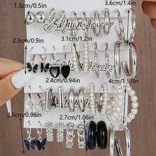 20/10/5 Pairs Luxury Heart-Shaped C-Shaped Earrings Set, Asymmetrical Geometric Jewelry Earrings, Versatile Fashion Earrings For Women, Suitable For Daily, Dating, Wedding, Party, Ideal Gift Accessory - Multicolor - View 9