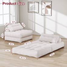 Folding Lazy Sofa Bed, Convertible Sleeper Chair With Pillow Foldable Mattress With Pink Support, Portable Fold Out Chair Bed Comfy Floor Sofa Lounge For Living Room Bedroom, Pink, Single - 米色 - 查看 7
