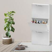 Interior Scarpiera modulare impilabile in polipropilene bianco, espandibile con moduli aggiuntivi, design stretto ideale per essere posizionata dietro le porte, capacità per oltre 6 paia, adatta per scarpe e stivali di grandi dimensioni, resistente all'umidità e agli odori, facile da montare, 40,1 x 51 x 17,3 cm - Multicolore - Visualizzare 5