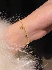 1条优雅夏季多巴胺彩虹串珠手链，简约链条手链，送给姐妹和朋友的珠宝礼物 - 彩色 - 查看 2