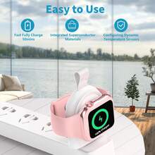 USB-C & USB-A Interface Magnetic Wireless Watch Charger, Portable Wireless Fast Charging Charging Dock, Supports Fast Wireless Charging, For Watch Ultra 2/Ultra/SE 2/SE Series 10/9/8/7/6/5/4/3/2/1 - White - View 4