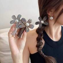 3pcs/1pc Women's Fashion Elegant Floral Rhinestone Elastic Spiral Hair Ties, Suitable For High Ponytail, Daily Wear, Dating, Dining, Vacation, Holiday Party - Multicolor - View 10