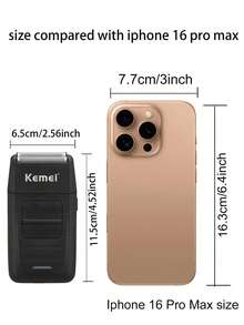 Kemei Electric Shaver KM-1102 Rechargeable Cordless Shaver For Men Twin Blade Reciprocating Beard Razor Face Care Multifunction Strong Trimmer , Men's Daily Personal Care Machine - Black - View 3