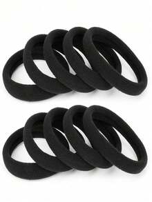Bandas elásticas para el cabello de color negro sólido básico y simple de 1.57 pulgadas/4cm para mujeres & niñas, accesorios para el cabello casuales de uso diario, sujetadores de cola de caballo & elásticos para el cabello, clips para el cabello - Multicolor - Ver 8
