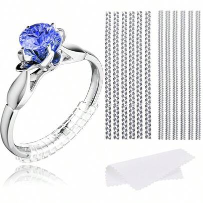 KLONKEE Bộ 12 dụng cụ điều chỉnh kích thước nhẫn, thích hợp cho nhẫn bị lỏng, có nắp bảo vệ, miếng đệm và chốt cố định, phù hợp với dây đeo đồng hồ dưới 6mm, giảm kích thước 0.5-1.5mm, thiết kế vô hình dành cho cả nam và nữ.