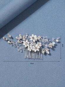 1pc Women Classy Light Retro High End Heavy Duty Rhinestone Flower Headpiece Hair Accessory Hair Comb For Wedding Bridesmaids Valentine's Day Party School Stuff Bridal Hair Accessories Gifts Looks TRIM - 白色 - 查看 4