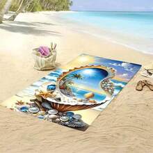 1 buah Handuk Pantai Motif Kerang Serat Ultra Halus: Harta Karun Laut dan Pemandangan Cerah, Serat Super Lembut Cepat Kering, Desain Bungkus yang Kuat, Cocok untuk Penggunaan di Pantai dan Kolam Renang - 2 - View 3