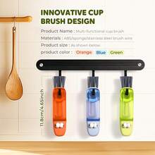 3-In-1 Cup Lid Crevice Cleaning Brush Set, Multi-Functional Bottle Cleaning Brush, Silicone Cup Lid Crevice Cleaner, Home Kitchen Crevice Cleaning Tool (Three Colors) - View 6