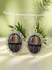 Orecchini a forma di libro in argento, accessorio in stile vintage per gli amanti dei libri - Argento - Visualizzare 6