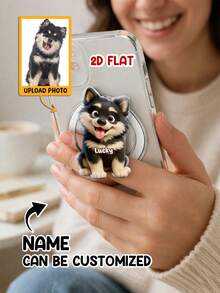 1pc Personalized Pet Photo To 3D Style Cartoon Phone Grip, Custom Dog & Cat Portrait Mobile Stand With Name, Unique Gift For Pet Lovers - As Shown 1 - View 1