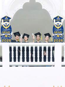 3件套 - 2026年蓝金毕业派对纸质门挂，2026年毕业季派对用品 - 你做到了！恭喜！2026届毕业生挂饰，毕业派对装饰，校园庭院装饰，室内外装饰，墙面和门饰，毕业庆典纸质横幅，毕业典礼装饰，毕业派对用品，毕业礼物，派对赠品，毕业庆典装饰 - 藍金紙掛飾 - 查看 7