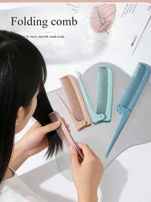 Portable Folding Tail Comb, Suitable For Wet And Dry Hair, Mini Compact, Suitable For Personal Or Household Use, Can Smooth Hair And Prevent Static. Professional Stylist Folding Tail Comb, Portable For Personal Use, Hair Coloring, Makeup And Styling. Simple And Compact Comb, Portable Folding Tail Comb, Can Be Used For Parting And Styling, Suitable For Smoothing Bangs For Men And Women. (Different Batches Do Not Affect Use Or Quality) - C - View 1