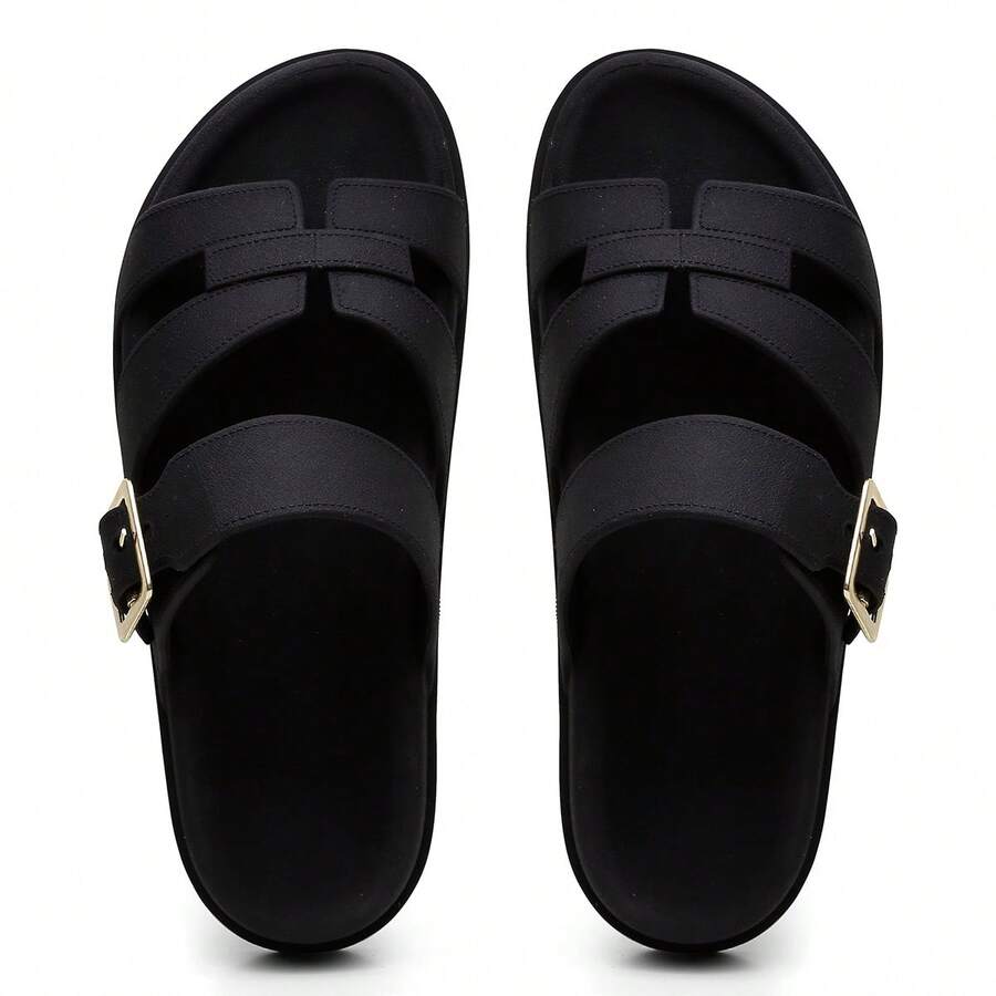 Birken Women's Sandal With Cloud Design, 2 Straps, Lightweight And Comfortable Slide - Black - View 1