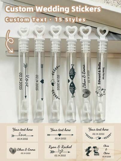 1-100 nhãn dán tên tùy chỉnh - Nhãn dán trong suốt chống thấm nước chủ đề đám cưới, thiết kế ống bong bóng dành cho cặp đôi, nhãn dán nhiều kiểu dáng tùy chỉnh với tên và họa tiết cá nhân hóa, chống thấm nước và dầu, keo dính chắc chắn, có thể tái sử dụng, hoàn hảo để trang trí ống bong bóng, niêm phong thiệp mời đám cưới, gói quà tặng.