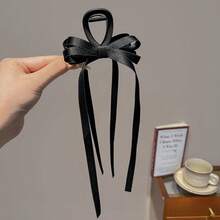 1pc Fashion Black Ribbon Bow Claw Clip Hair Claw Hairstyle Accessory For Women, Matte Finish Daily Use Bangs Clip - Multicolor - View 9