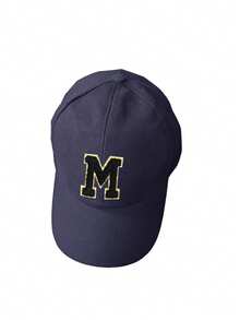1pc Kids' 26 Letter Pattern Black Fashion Sports Sun Hat, Suitable For School And Daily Wear - Navy Blue - View 8