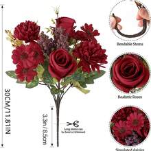 1/3 Stück künstliche Blumen Fake Rosen Bouquet Seide Gänseblümchen Löwenzahn Großpackung für Hochzeit, Heim-Party Dekoration, Tisch-Mittelstücke, Valentinstag, Geschenke, Geburtstag, Abschluss - Rot - Übersicht 8