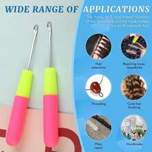 Bộ dụng cụ móc len 4 món, dùng để tết tóc, nối tóc và dệt tóc giả bằng kim móc. - Xem 7