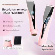 Máy cạo râu điện phiên bản nâng cấp mới, máy cạo râu điện 2 trong 1 dành cho nữ với màn hình hiển thị mức pin (phù hợp cho mọi vùng cơ thể), máy tỉa lông vùng bikini cho nữ, chống nước, chuyên dụng cho vùng bikini khô và ướt. - Mô hình nâng cấp - Xem 2
