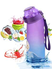 650毫升风味水瓶，运动翻盖水瓶，无糖无卡路里，情人节、生日、健身的理想礼物 - 彩色 - 查看 9