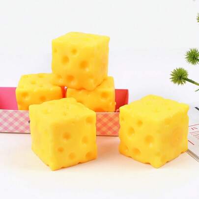 1pc 2026 Newest Creative Jerry's Cheese Squeeze Cube - Realistic Cheese Squishy Stress Relief Toy, Super Soft Slow Rebound Squeeze Toy, Desk Decor For Pressure Relief, Perfect Gift For Holiday, Birthday